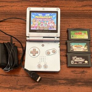 Nintendo Game Boy Advance SP AGS 101 Handheld, Pearl Blue Pre-Owned